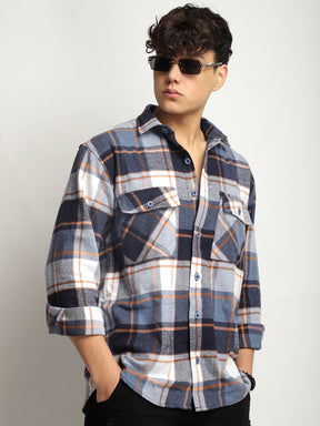 Harmony Palade Check Sky Grey Full Sleeve Shirt