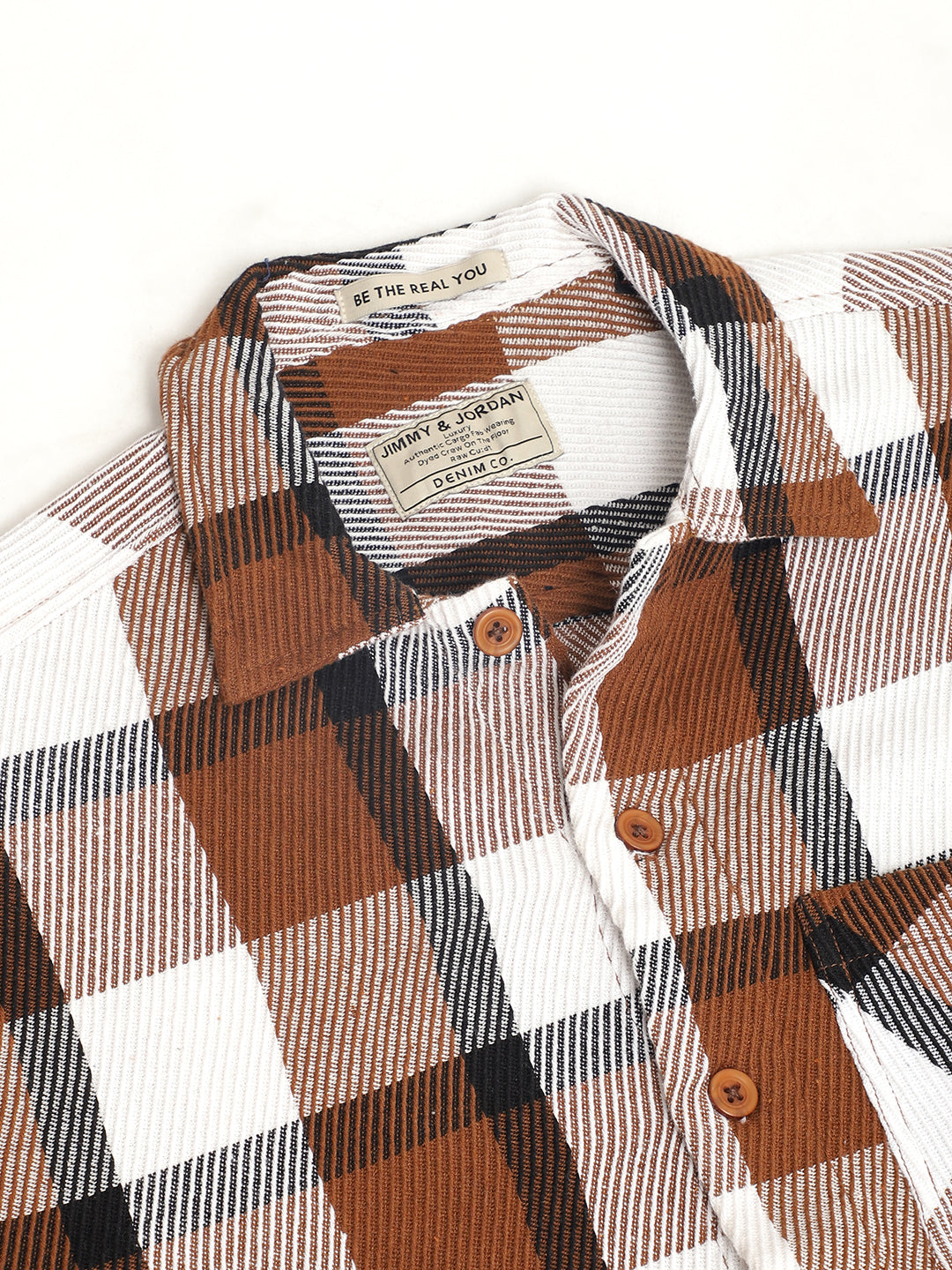 Marble Check Coffee White Full Sleeve Shirt