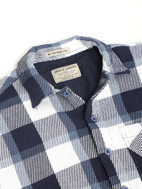 Marble Check Navy White Full Sleeve Shirt