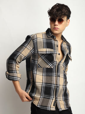 Cavendish Check Beige Black Full Sleeve Shirt