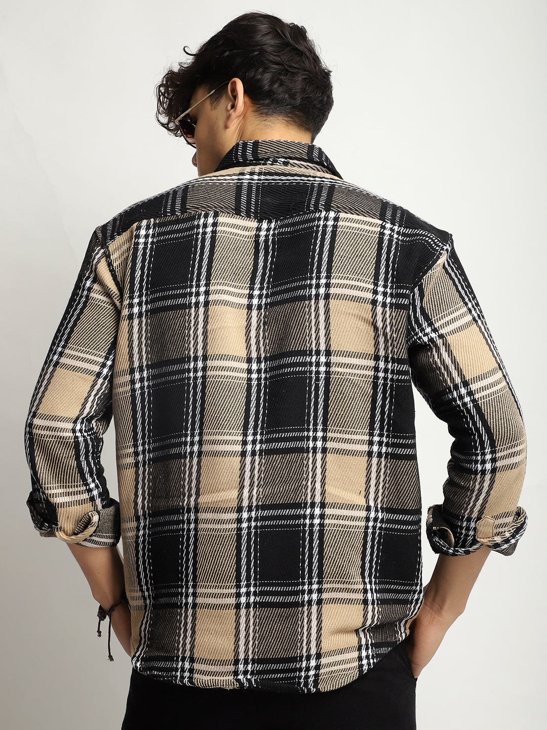 Cavendish Check Beige Black Full Sleeve Shirt