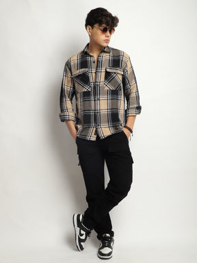 Cavendish Check Beige Black Full Sleeve Shirt