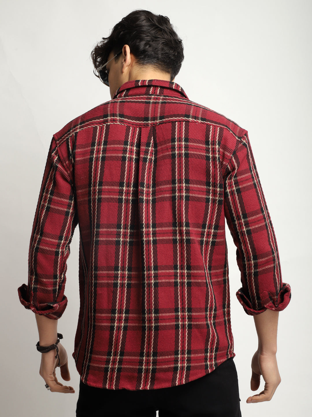 Urban Check Wine Full Sleeve Shirt