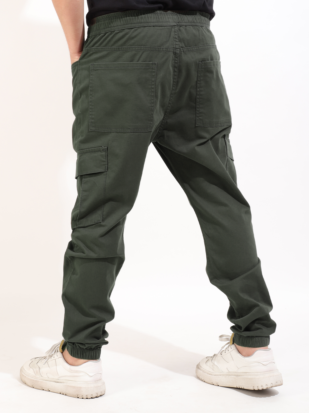 Green Cotton Twill Jogger Fit Cargo
