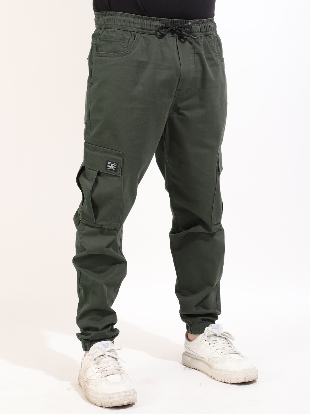 Green Cotton Twill Jogger Fit Cargo