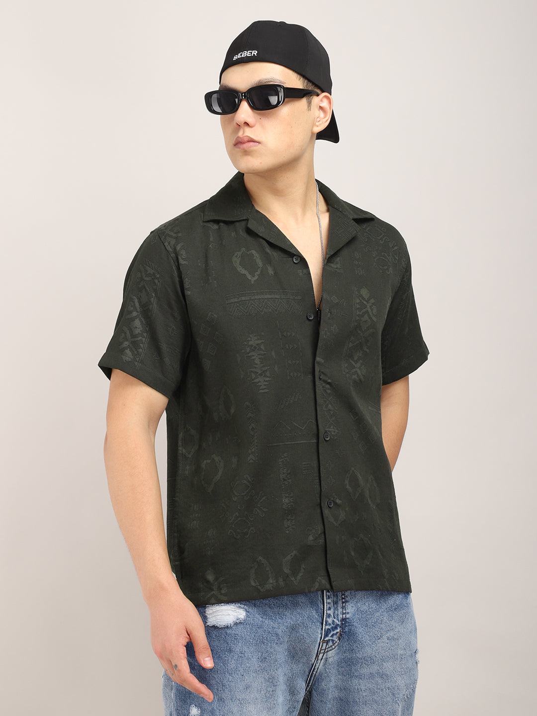 Unique Vision Olive Half Sleeve Shirt