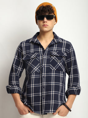 Royal Match Navy Check Full Sleeve Shirt