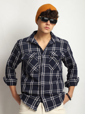 Royal Match Navy Check Full Sleeve Shirt