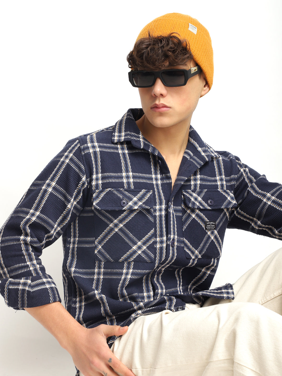 Royal Match Navy Check Full Sleeve Shirt