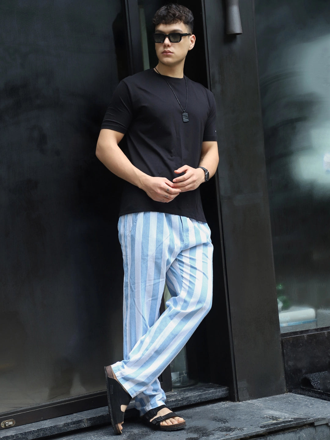 Lunvra Sky Blue Stripe Trouser