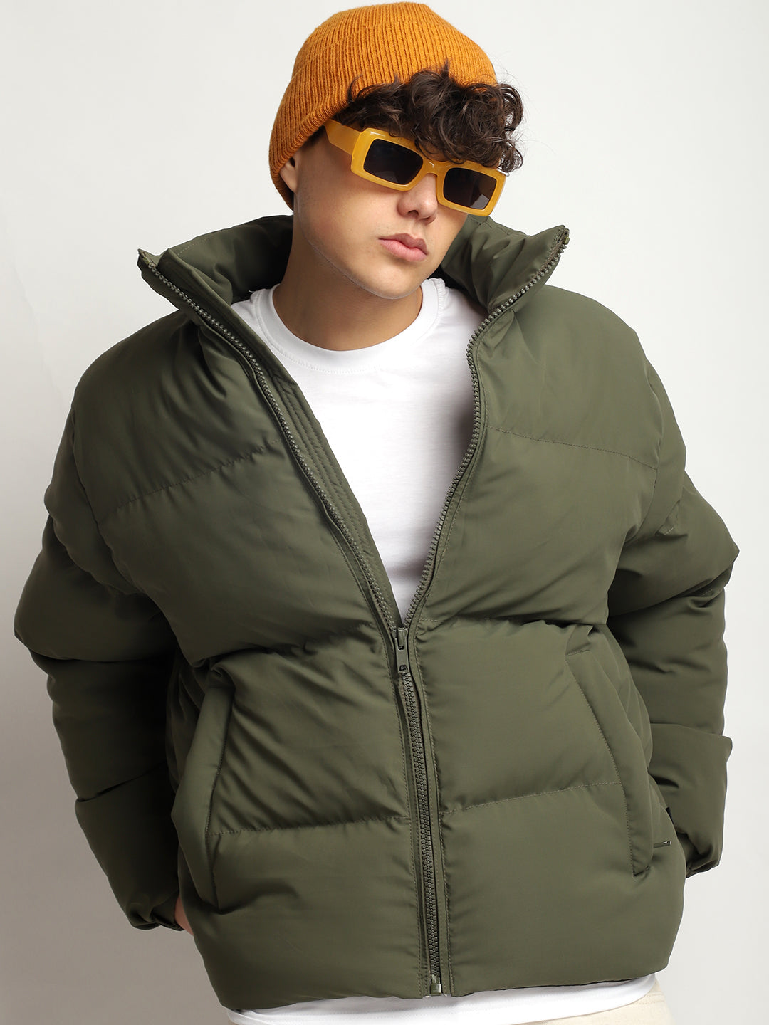 Urban Street Mystic Green Oversized Puffer Jacket