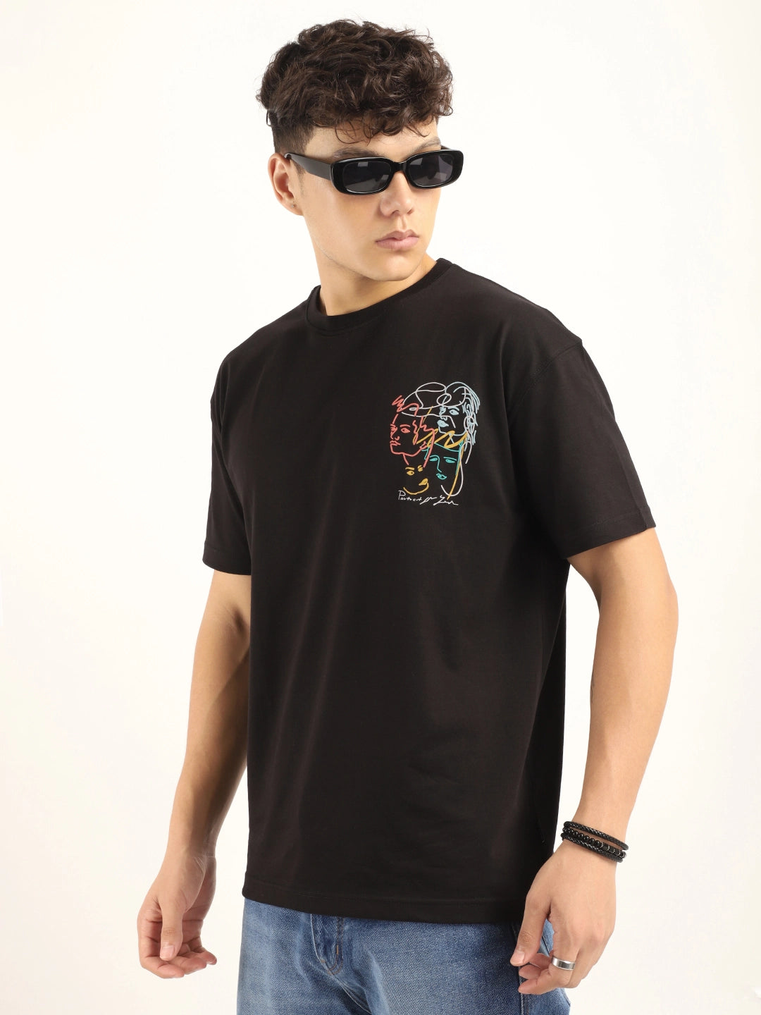 Black Half Sleeves Oversized T-Shirt