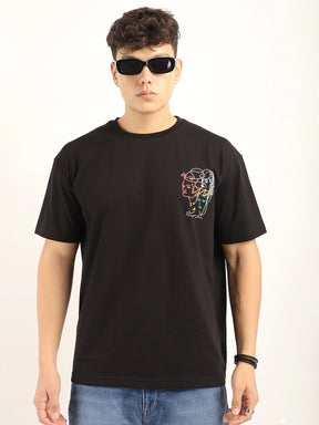 Black Half Sleeves Oversized T-Shirt