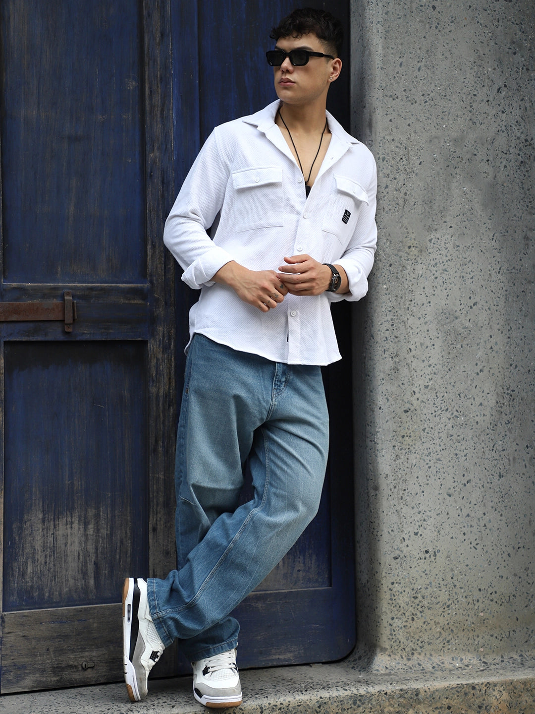 Tuscan White Texture Full Sleeve Shirt