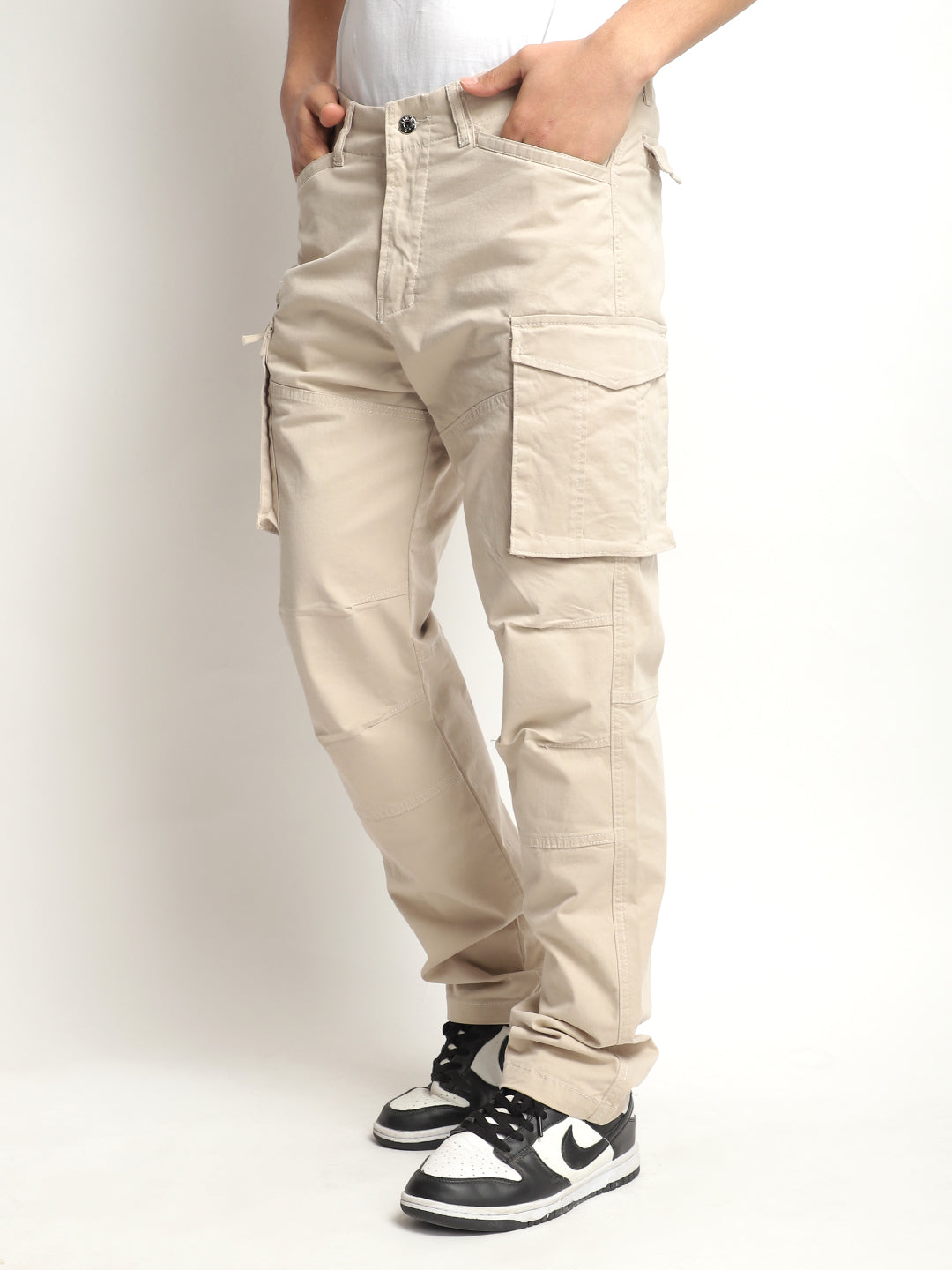 Men's Light Beige Cotton Cargo