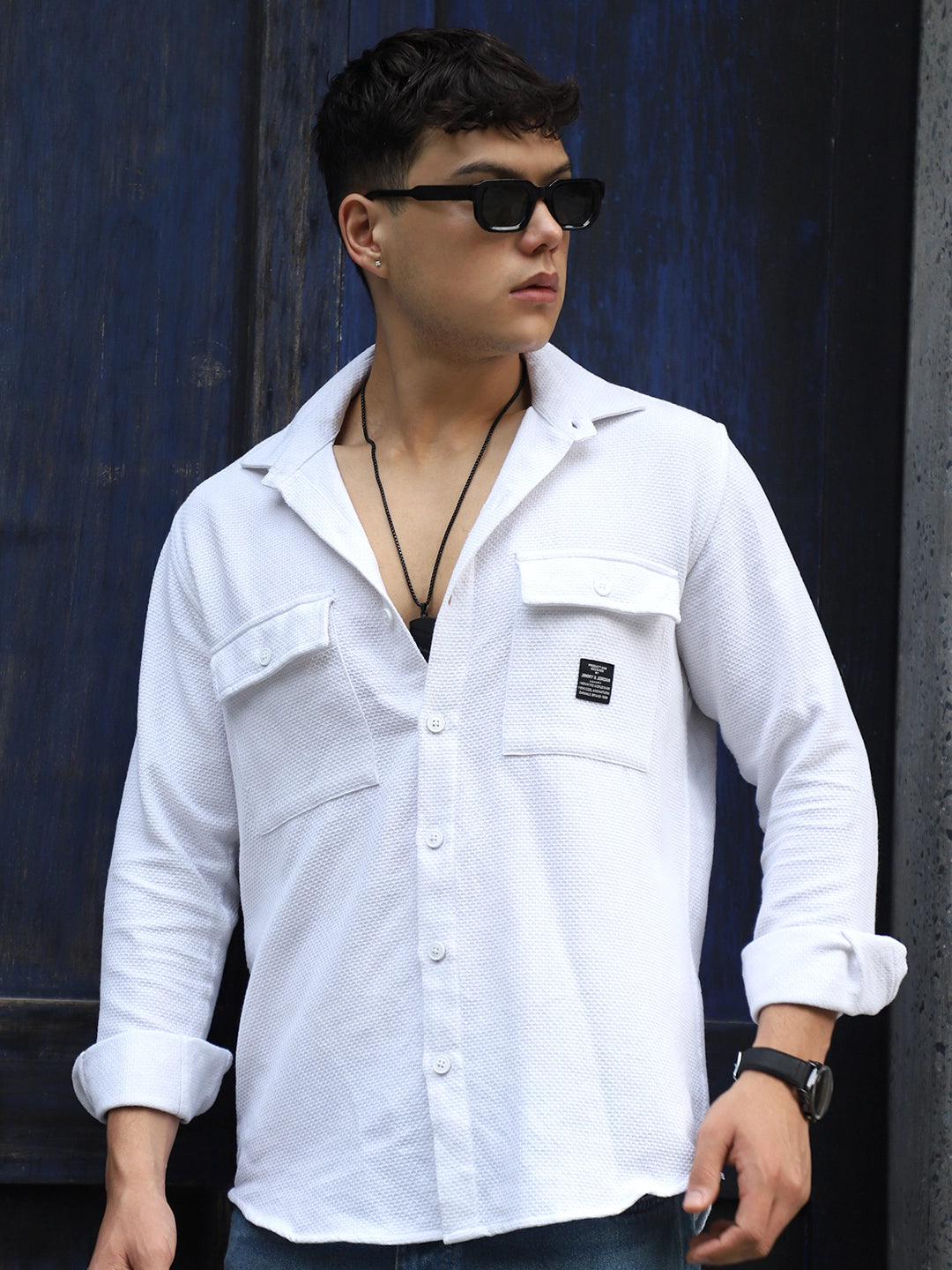 Tuscan White Texture Full Sleeve Shirt