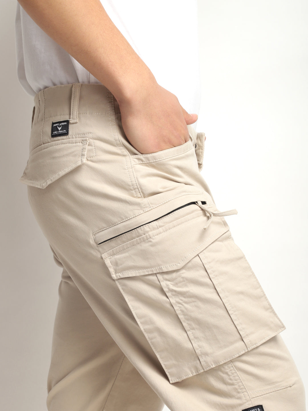 Men's Light Beige Cotton Cargo