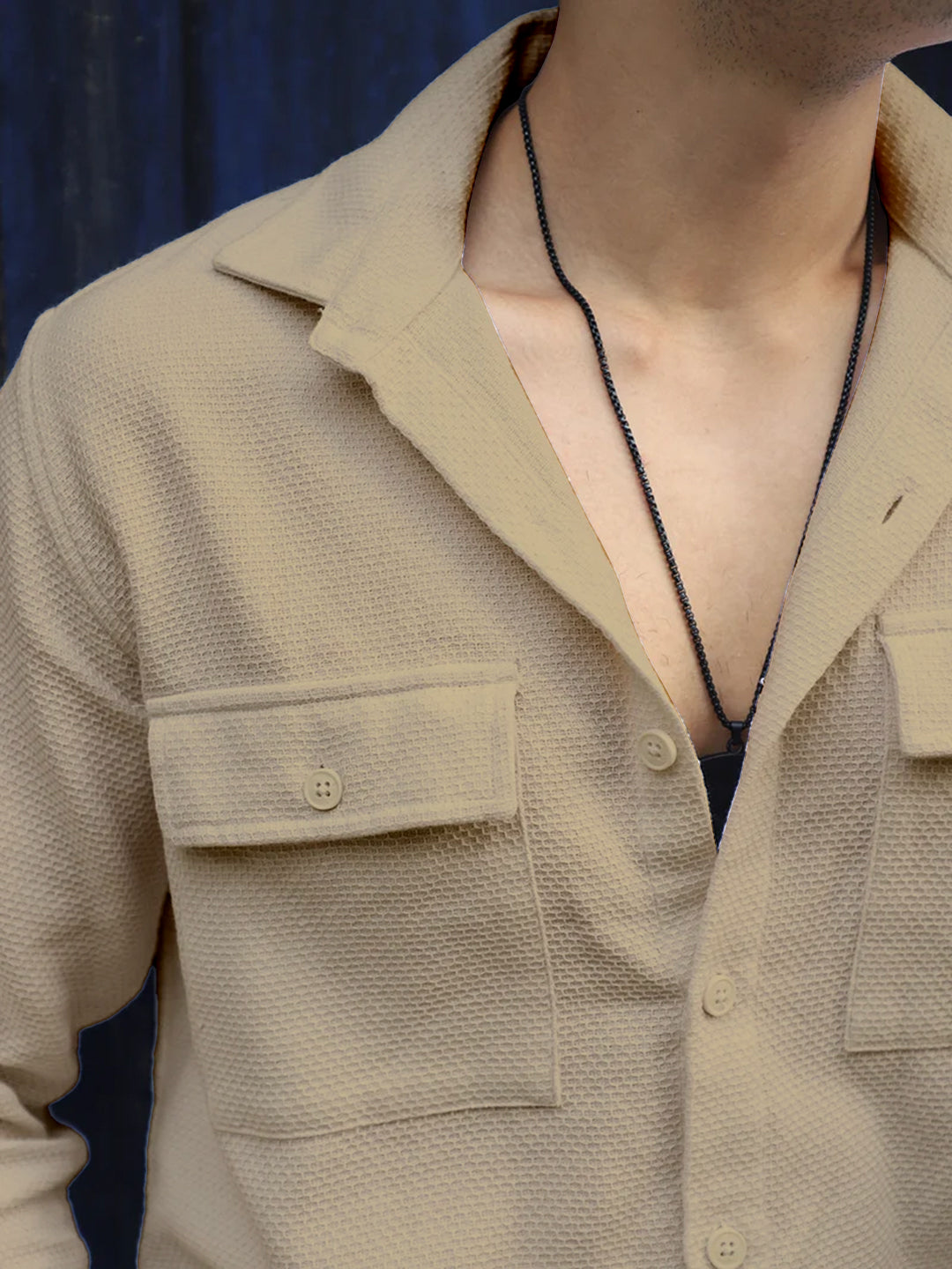 Tuscan Almond Brown Texture Full Sleeve Shirt