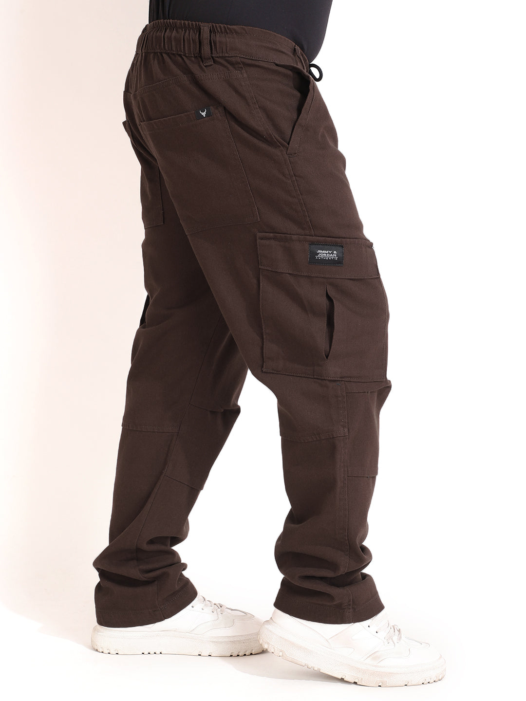 Coffee Cotton Drill Baggy Fit Cargo