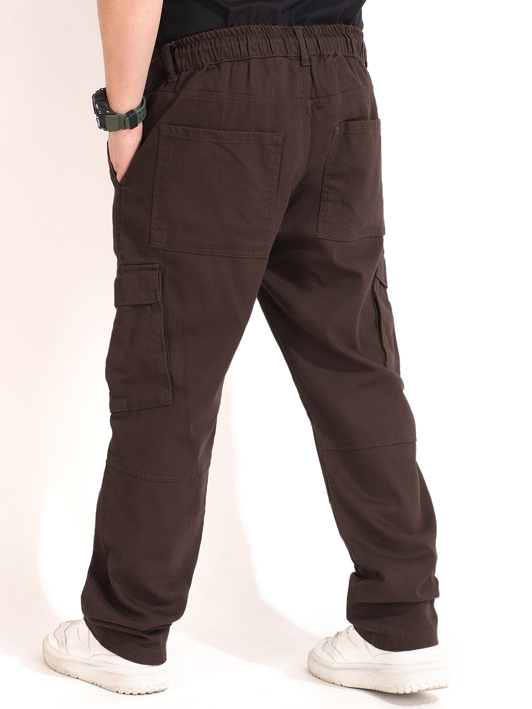 Coffee Cotton Drill Baggy Fit Cargo