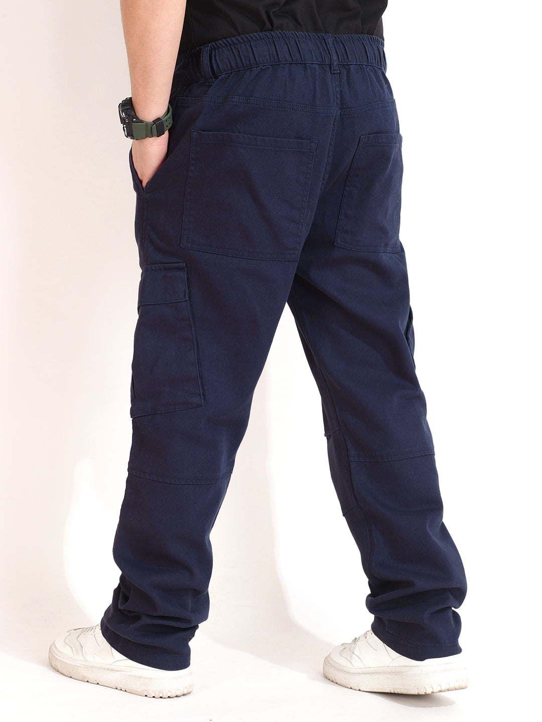 Navy Cotton Drill Baggy Fit Cargo