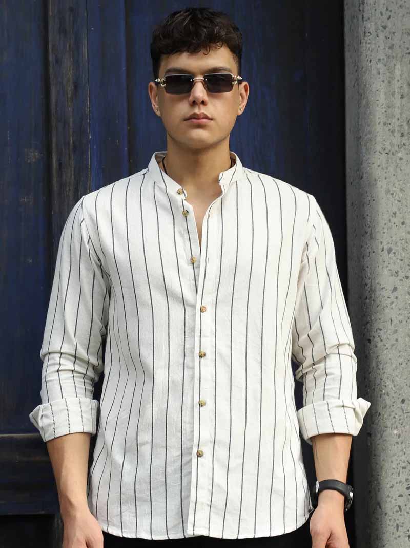 Verdant  White  Stripe  Full  Sleeve  Shirt