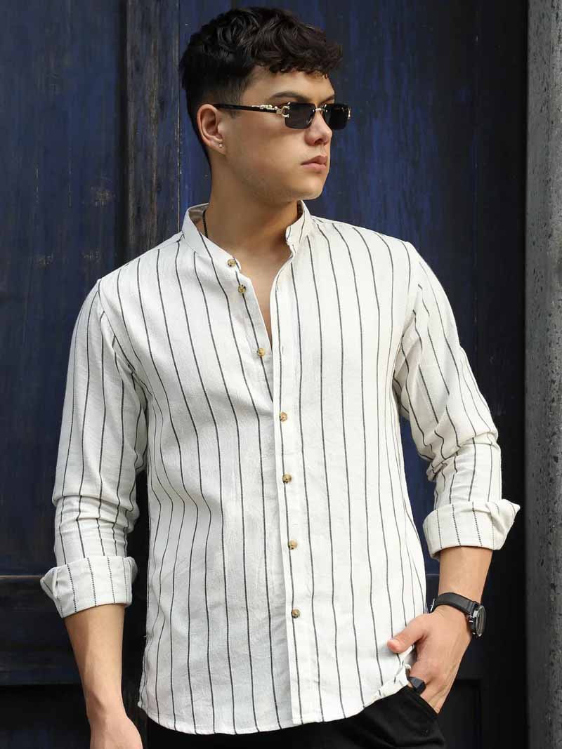 Verdant  White  Stripe  Full  Sleeve  Shirt