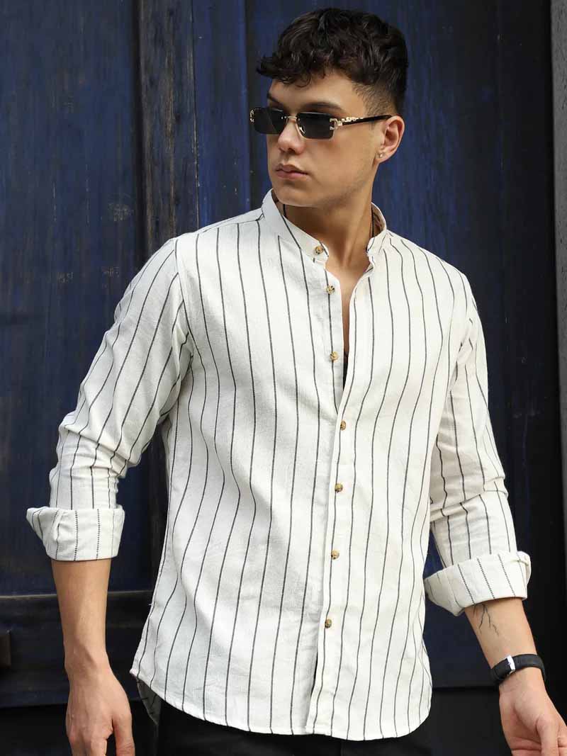 Verdant  White  Stripe  Full  Sleeve  Shirt