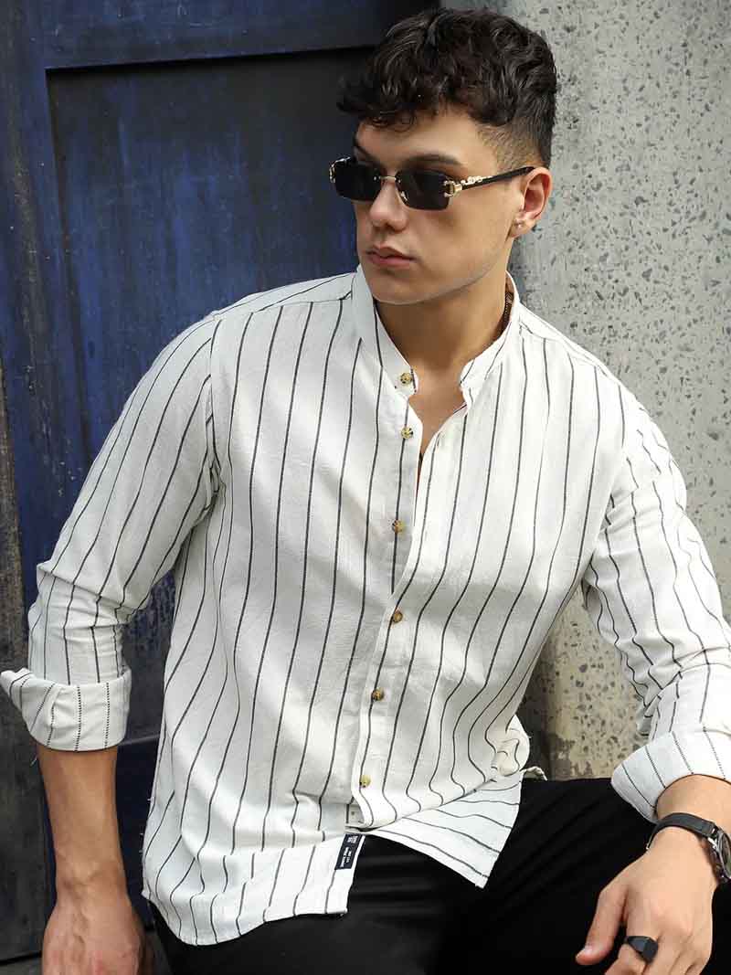 Verdant  White  Stripe  Full  Sleeve  Shirt