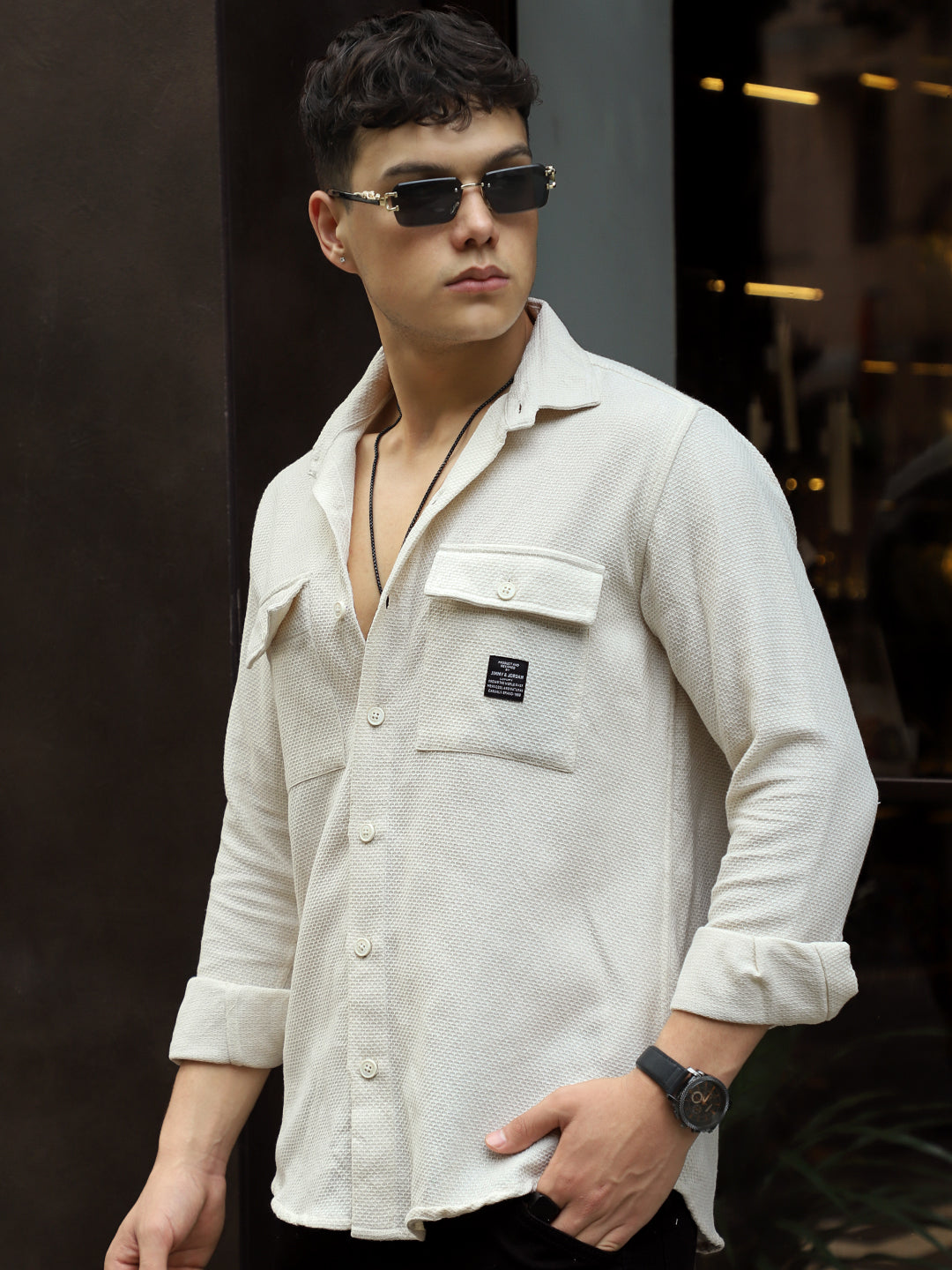 Tuscan Beige Texture Full Sleeve Shirt