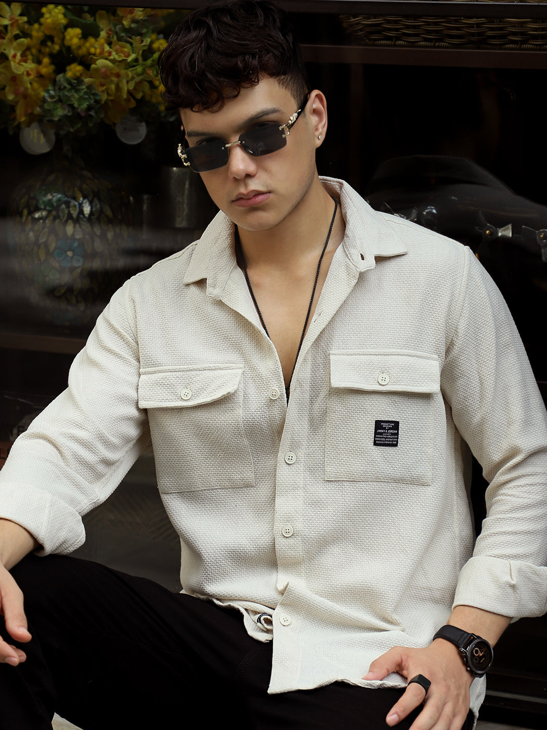 Tuscan Beige Texture Full Sleeve Shirt