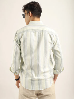 Bailey Stripe Cloular Beige Full Sleeve Shirt