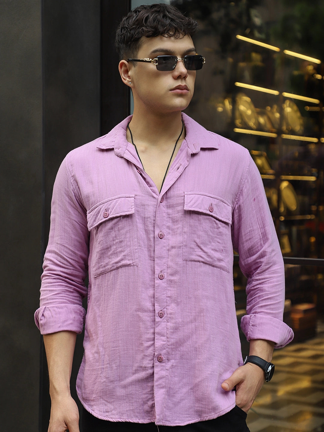 Vero Vibe Lucas Double Clothe Lavender Shirt
