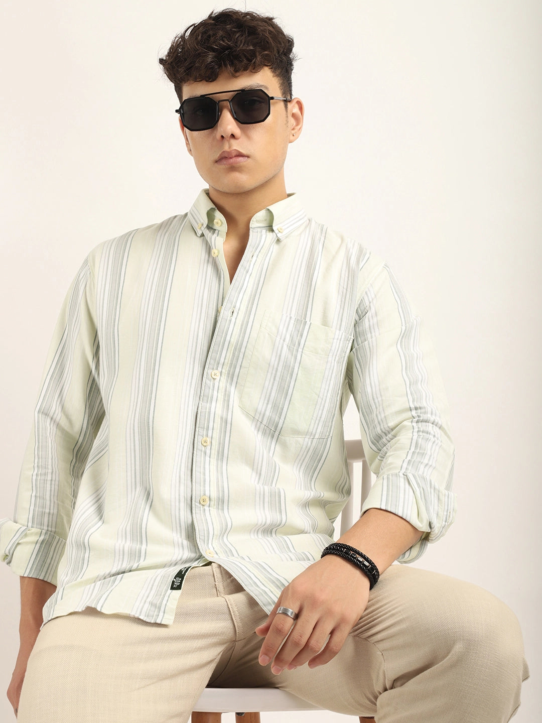 Bailey Stripe Cloular Beige Full Sleeve Shirt