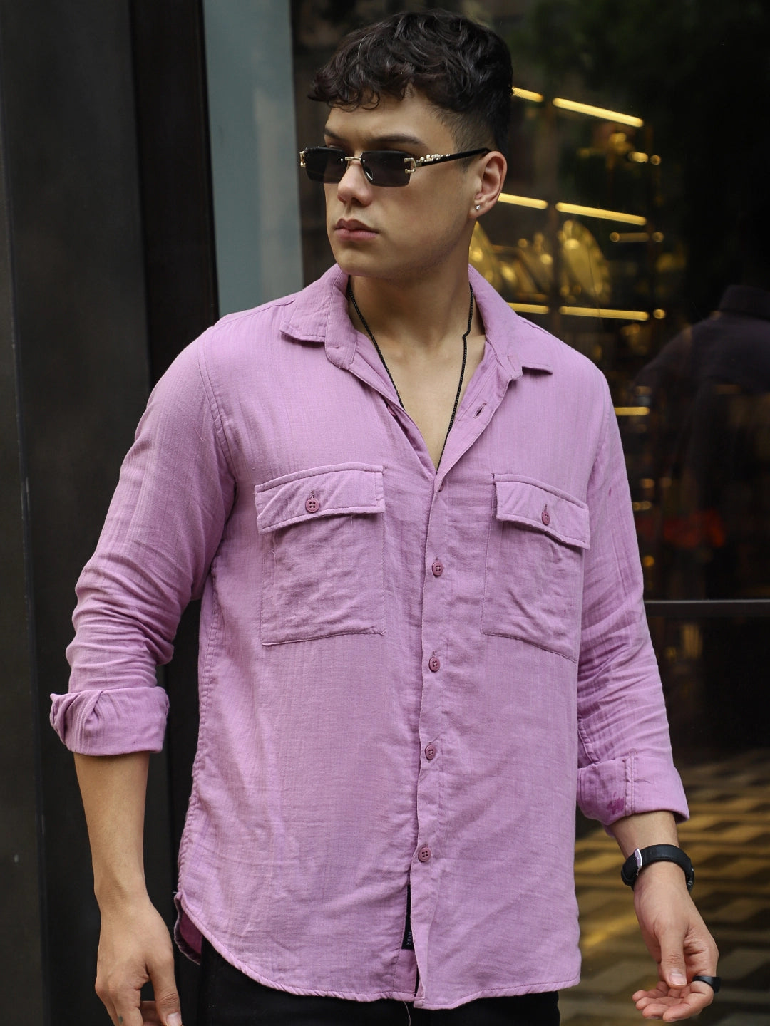 Vero Vibe Lucas Double Clothe Lavender Shirt