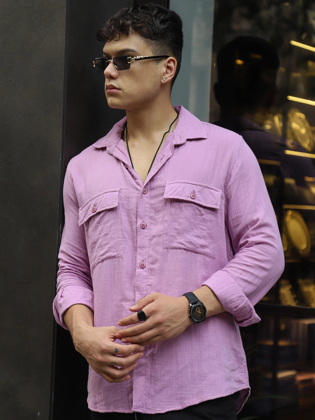 Vero Vibe Lucas Double Clothe Lavender Shirt