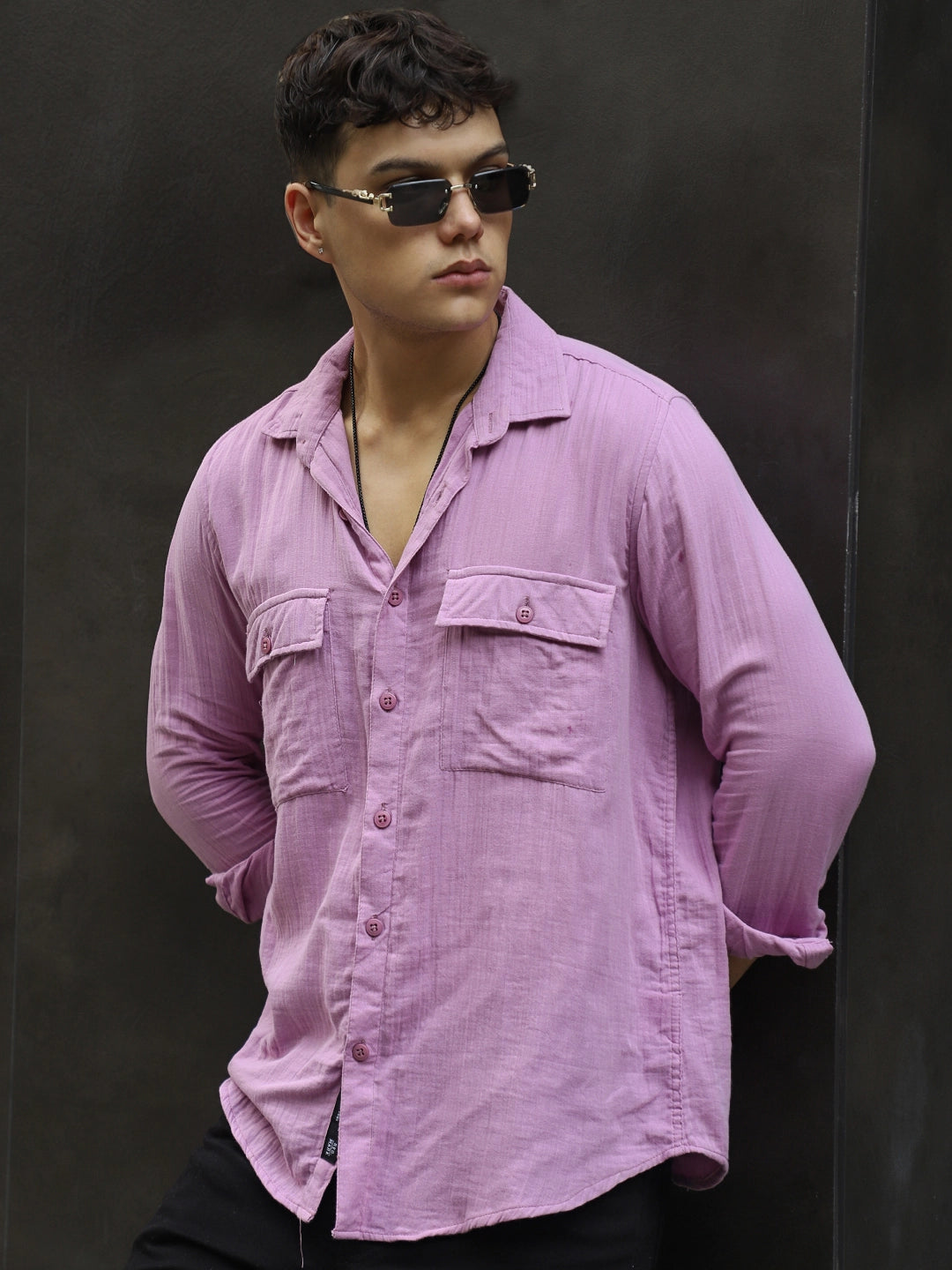Vero Vibe Lucas Double Clothe Lavender Shirt