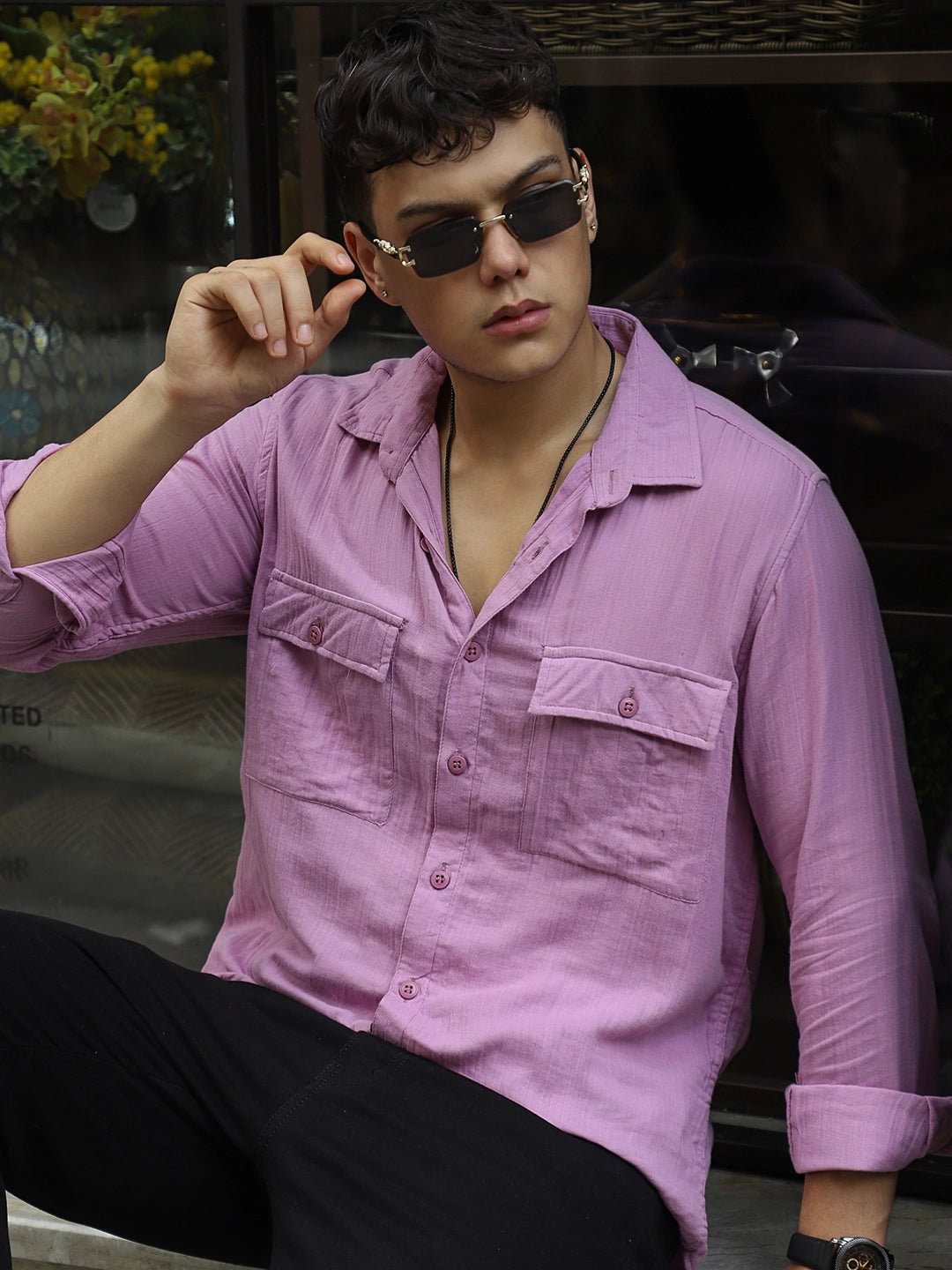 Vero Vibe Lucas Double Clothe Lavender Shirt
