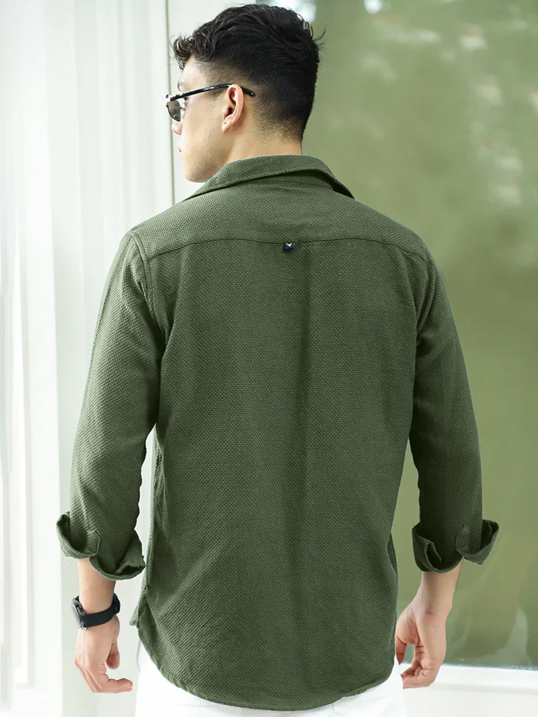 Tuscan Olive Texture Full Sleeve Shirt