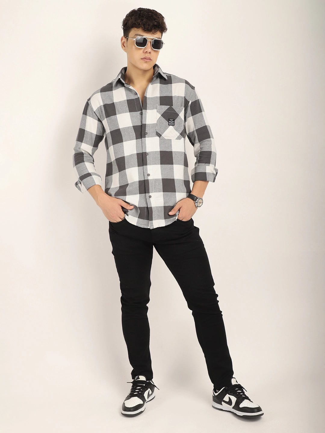 Square Couture White Check Shirt