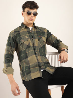 Check Khaki Full Sleeve Shirt