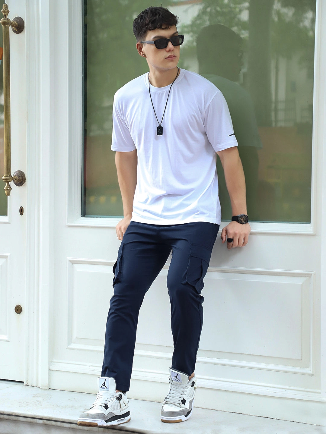 Sandroot Navy Blue Cotton Cargo