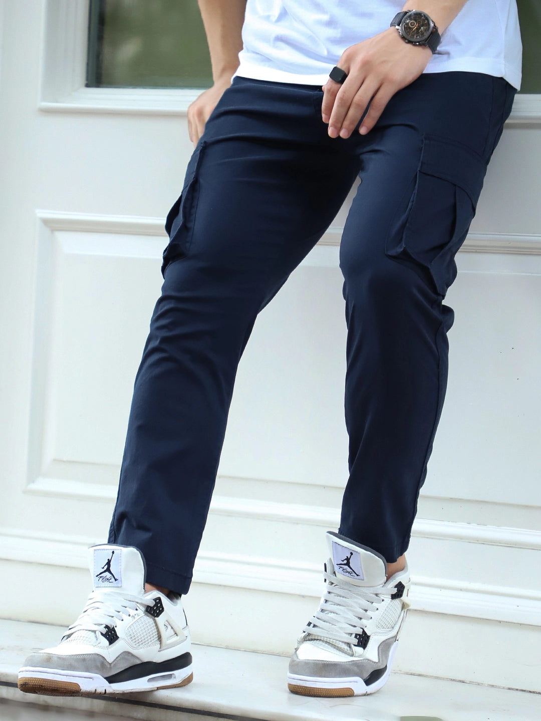 Sandroot Navy Blue Cotton Cargo
