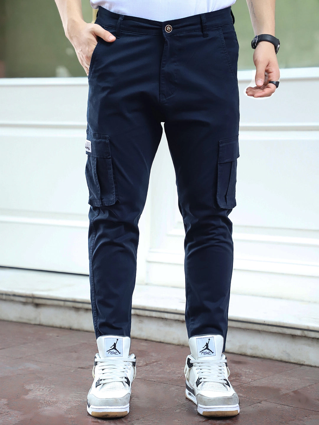 Sandroot Navy Blue Cotton Cargo