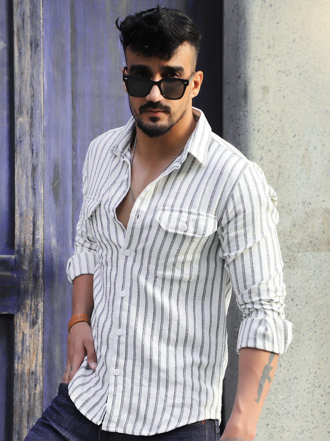 Wildcard White Stripe Full Sleeve Shirt