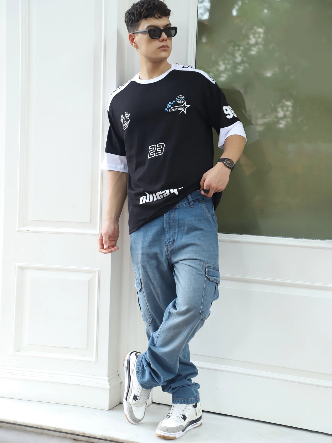 Vireon Tint Blue Baggy Fit Denim Cargo