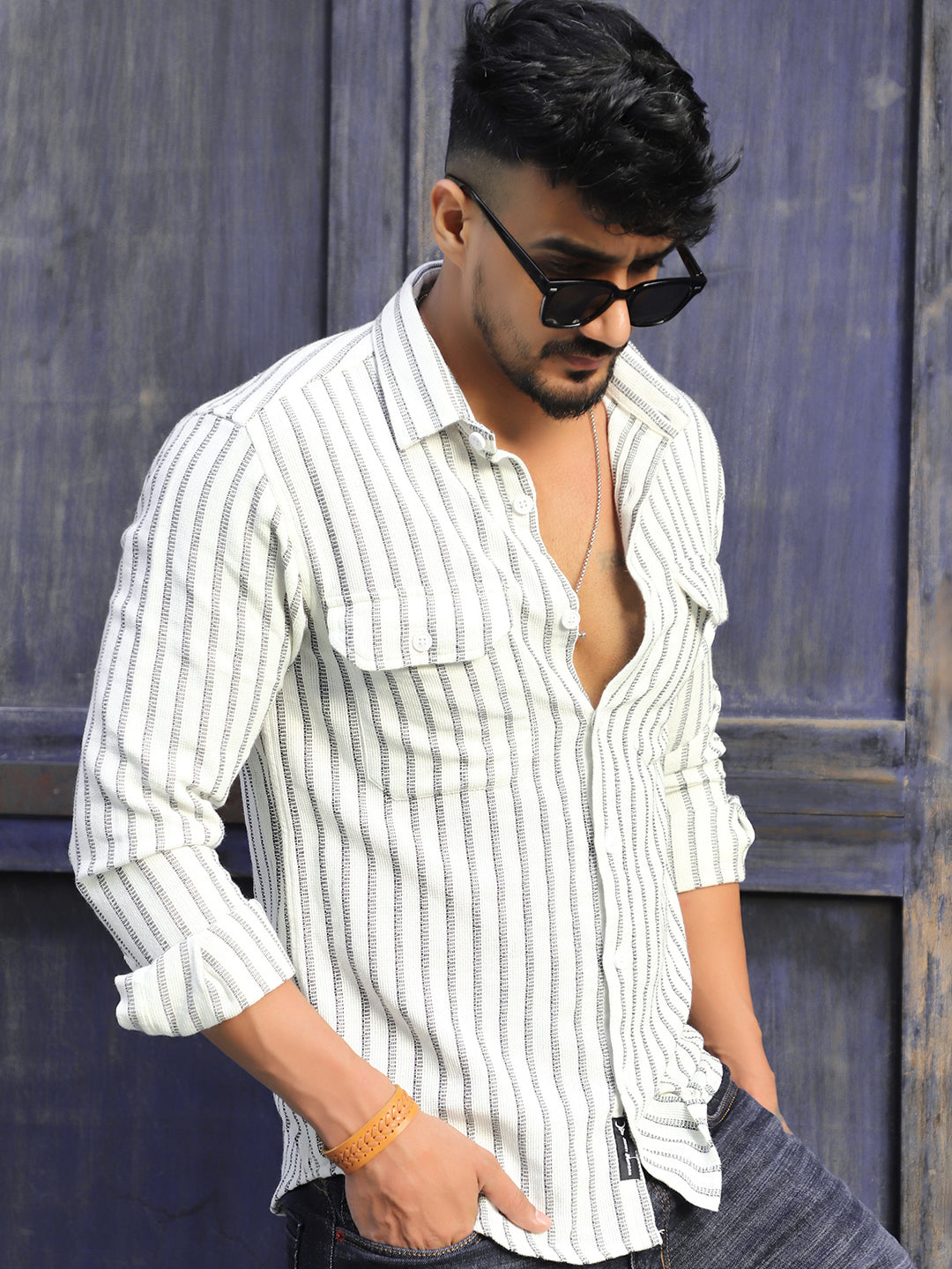 Wildcard White Stripe Full Sleeve Shirt