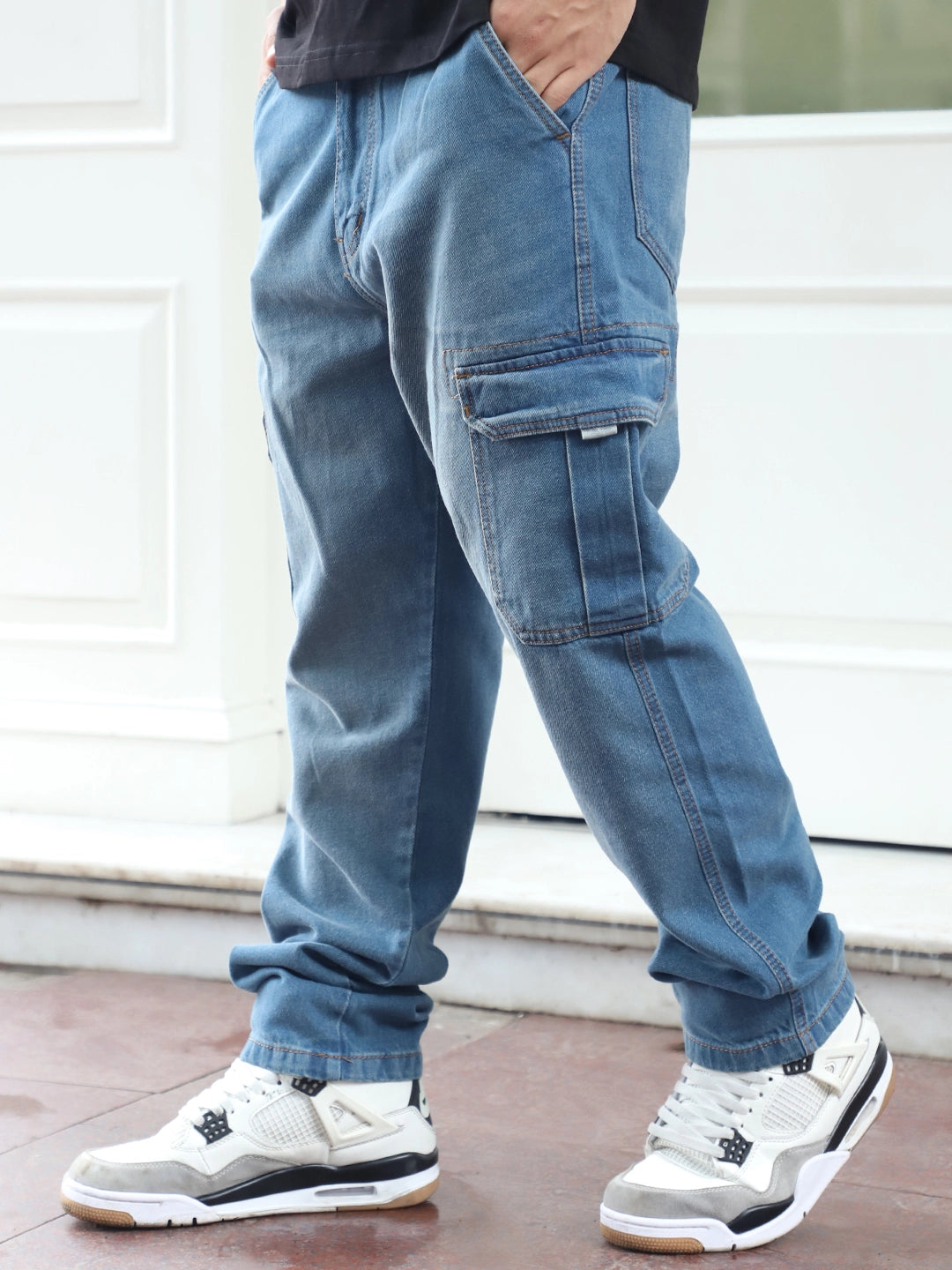 Vireon Tint Blue Baggy Fit Denim Cargo