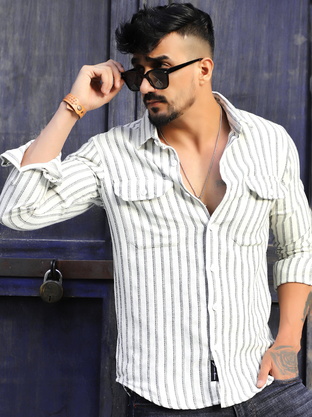 Wildcard White Stripe Full Sleeve Shirt