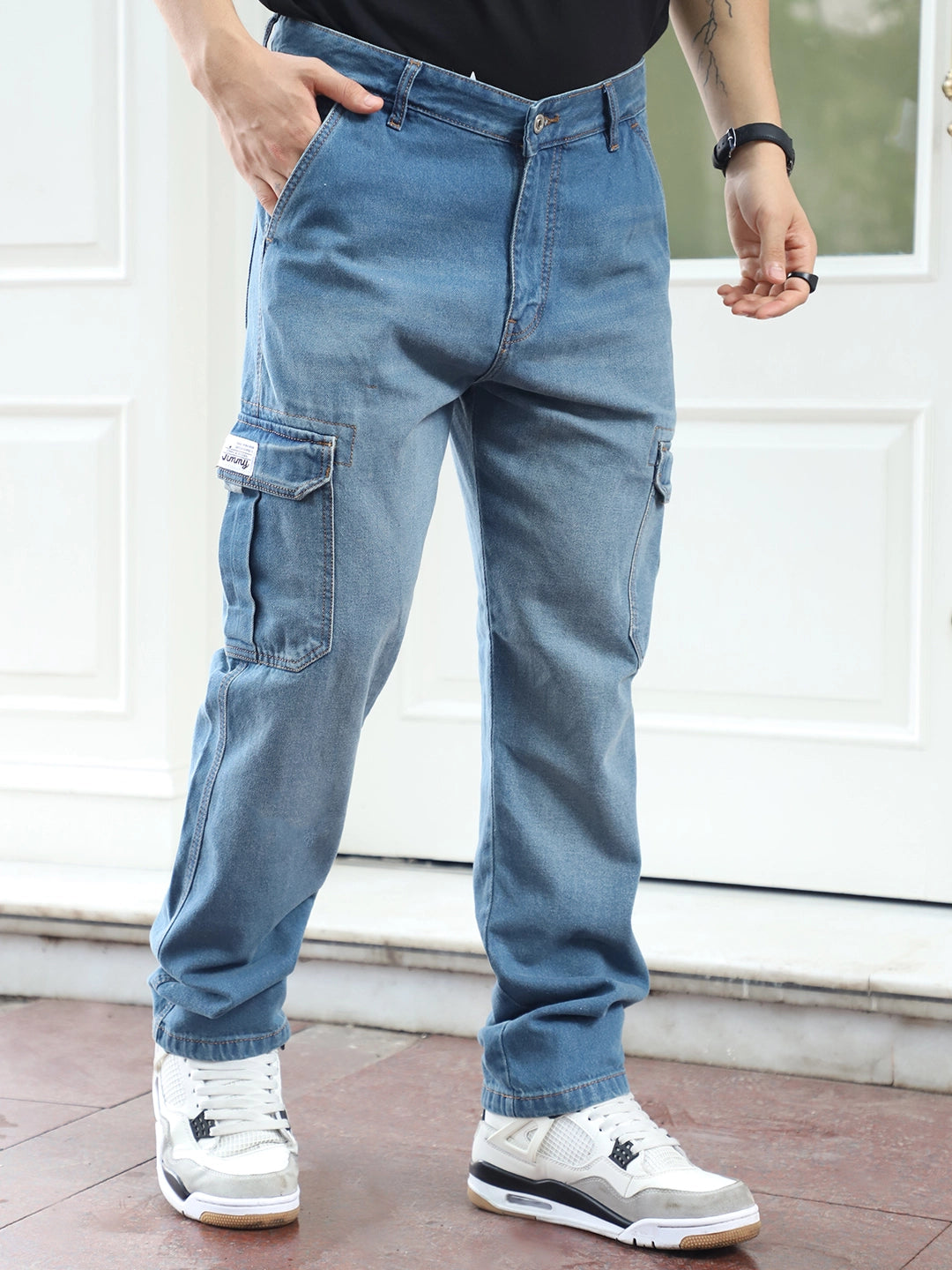 Vireon Tint Blue Baggy Fit Denim Cargo